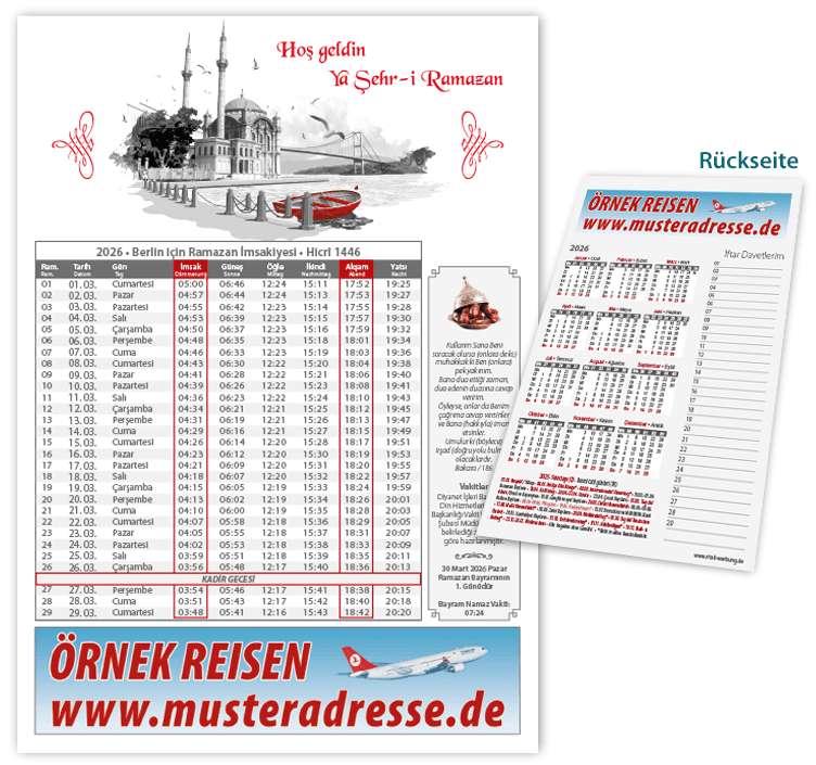 Ramadan Kalender - Imsakiye A4 - I-72