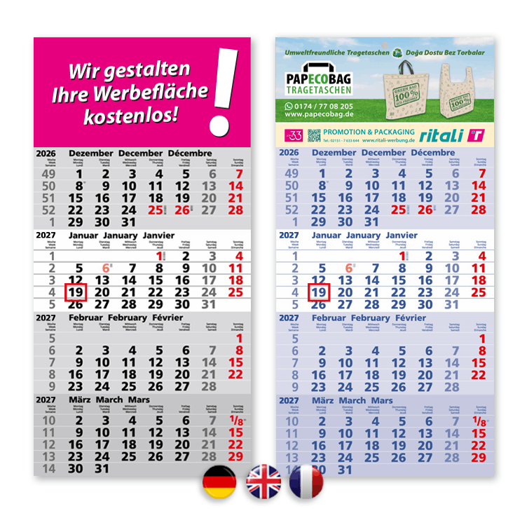4-Monatskalender DE-EN-FR