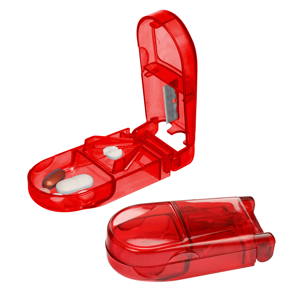 Pillendose "Lambda" - rot-transparent