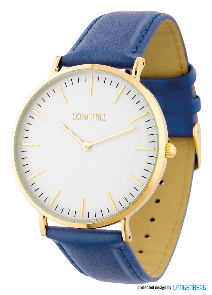 Metalluhr CLASSIC FLAT gold - Dunkelblau