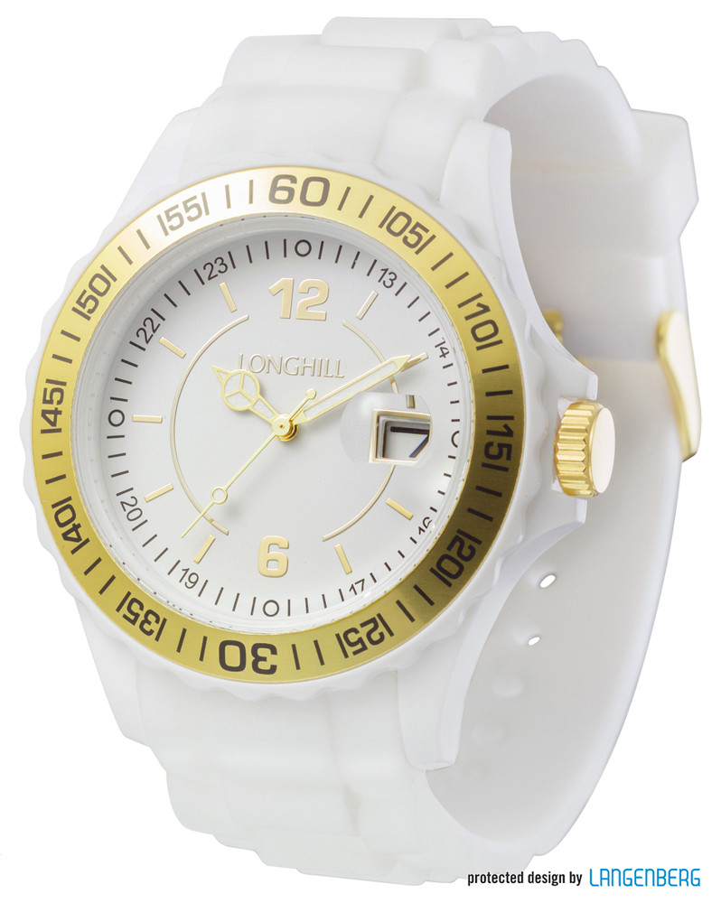 Kunststoffuhr LOGI GOLD - Weiss