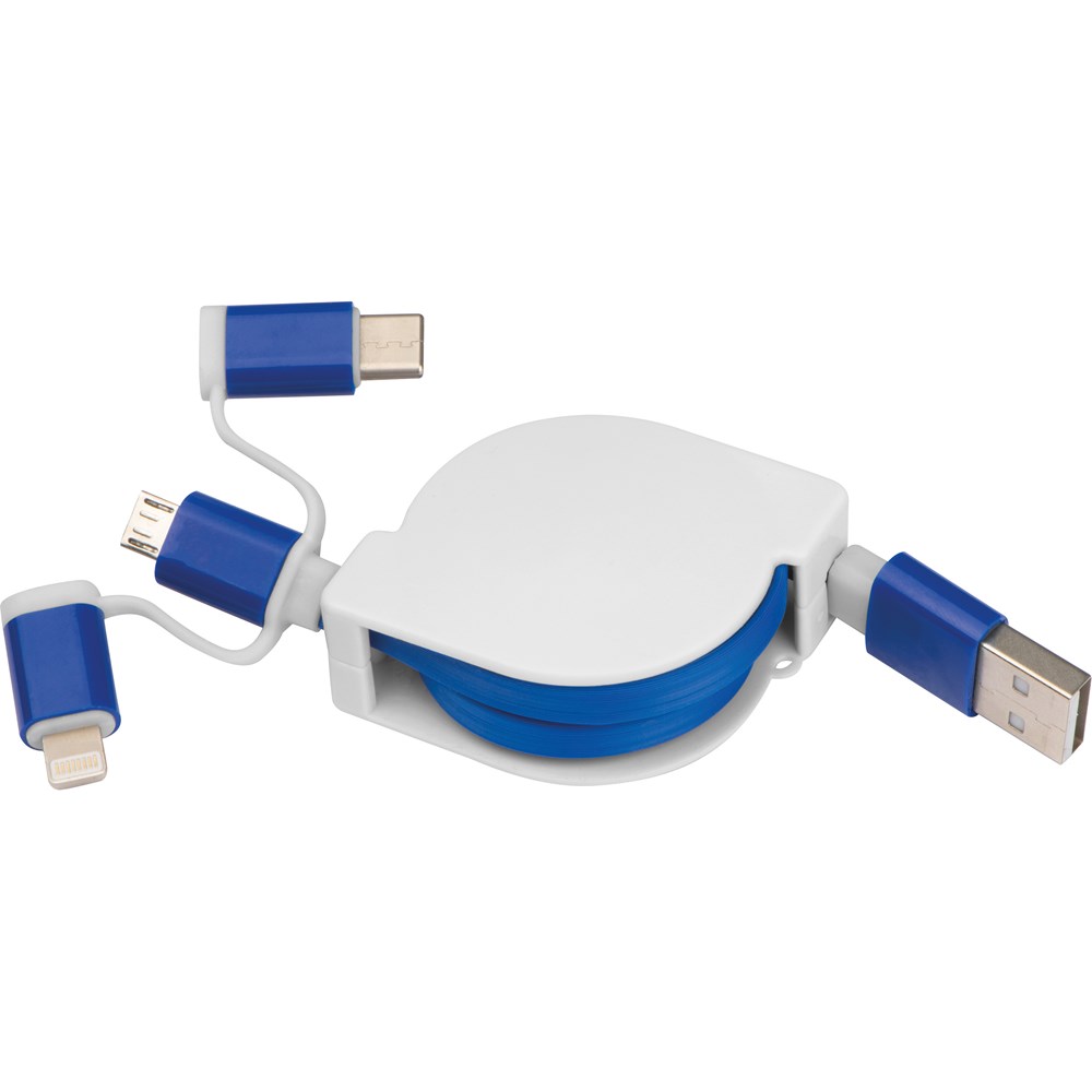 Ausziehbares Ladekabel 3in1 NICO - Blau