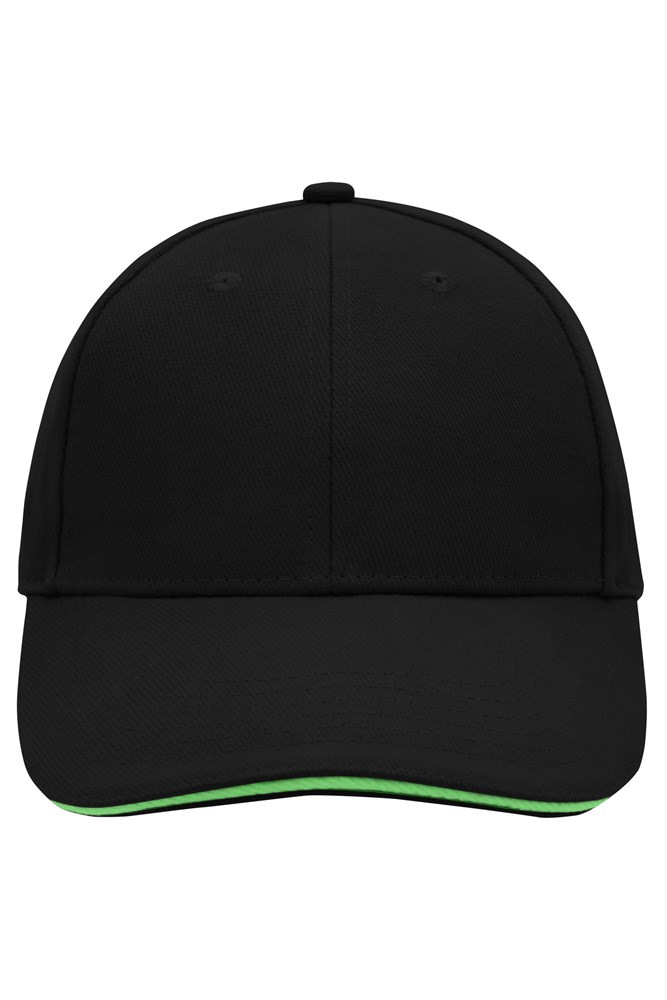 6 Panel Sandwich Cap - Black/lime-green (ca. Pantone blackC
360C)