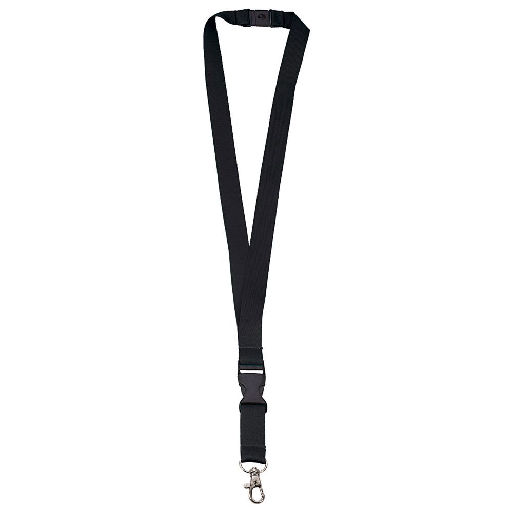 Polyester-Lanyard 20mm mit Schnalle und Haken - Schwarz