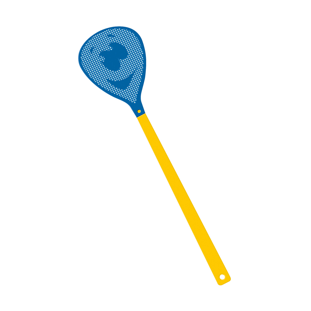 Fliegenklatsche "Gesicht" - gelb/blau