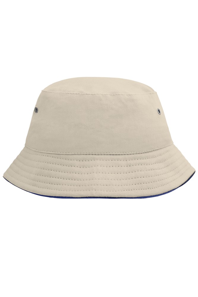 Fisherman Piping Hat for Kids - Natural/navy (ca. Pantone 7500C
296C)