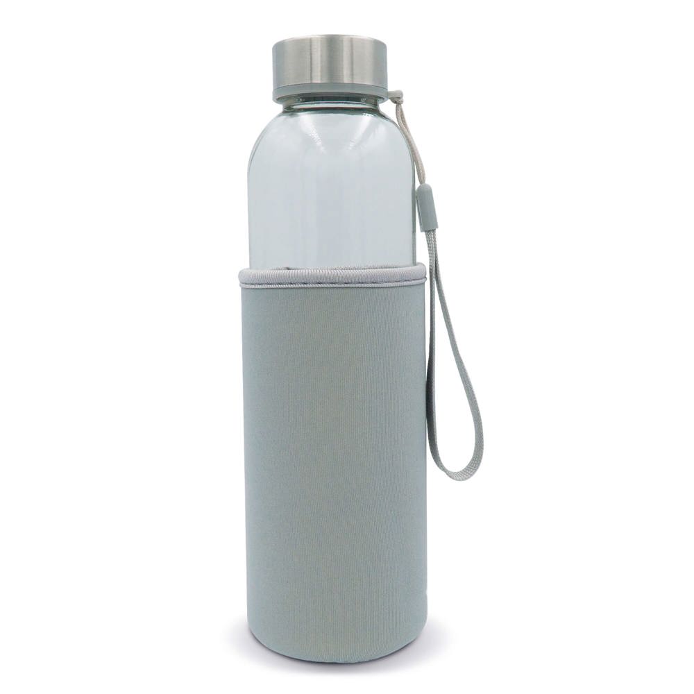 Trinkflasche aus Glas mit Neoprenhülle 500ml - Transparent / Grau