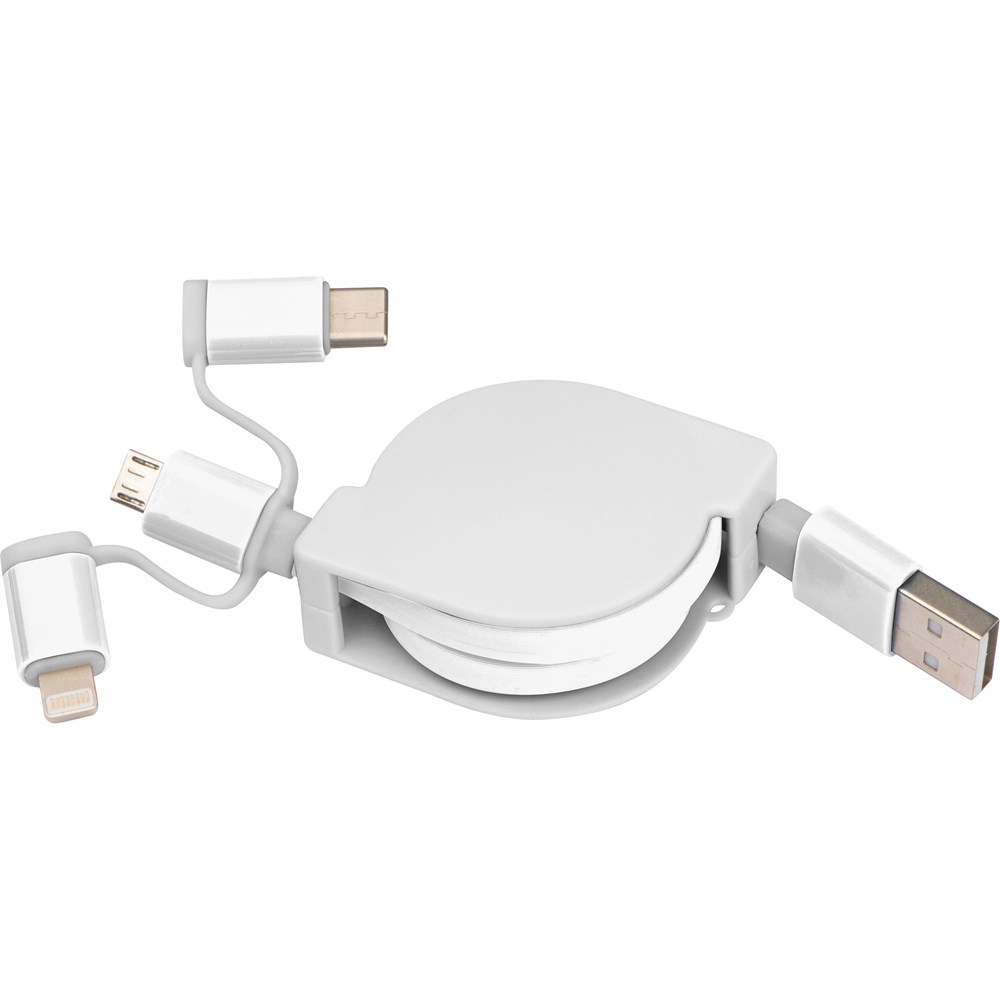 Ausziehbares Ladekabel 3in1 NICO - Weiß