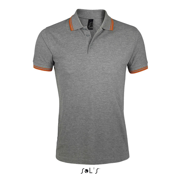 PASADENA MEN - PASADENA HERREN POLO 200 - Melange Grau/Orange