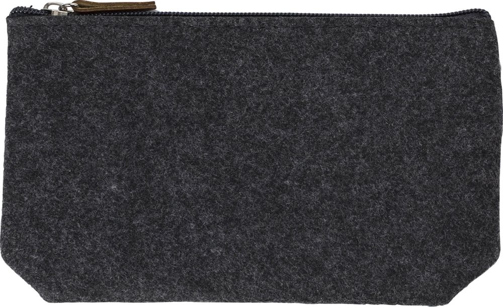 Kosmetiktasche Lucy | Recycelter Filz | Kunstleder-Details - Grau
