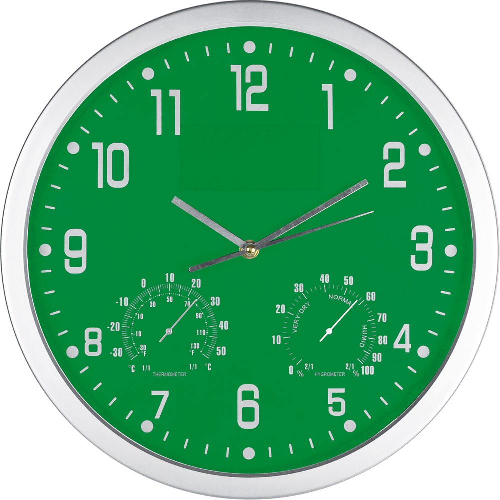 Wanduhr mit Hygro - und Thermometer MALCOLM - Grün