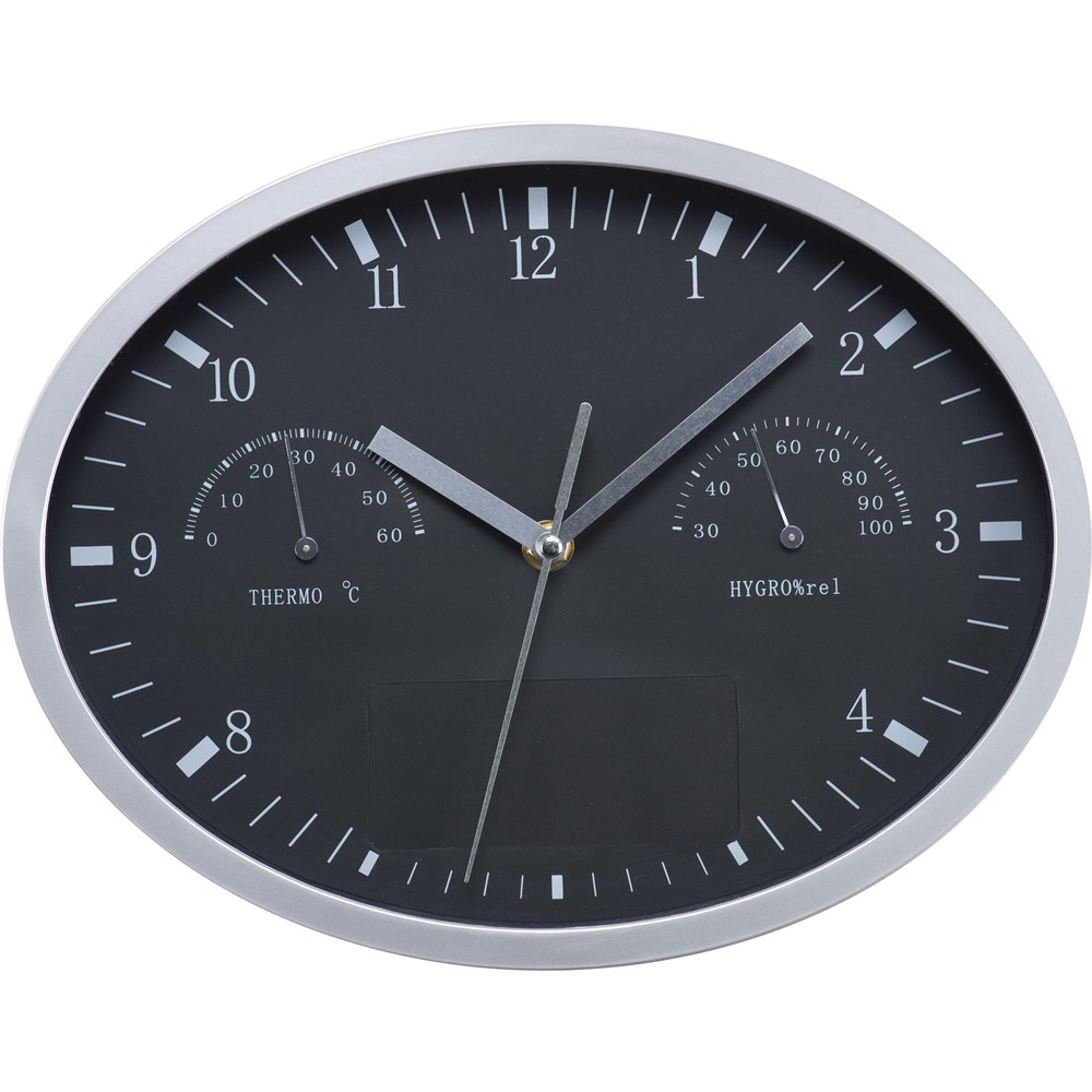 Wanduhr mit Hygro- und Thermometer HENRY - Schwarz