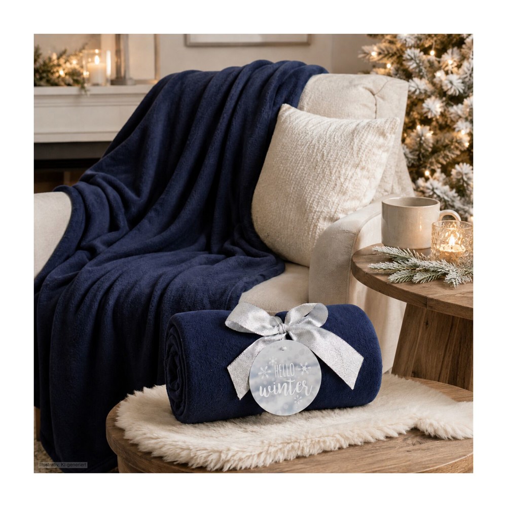 Fleecedecke WINTER SPECIAL - navy - 120 x 150 cm, 180 g/m²