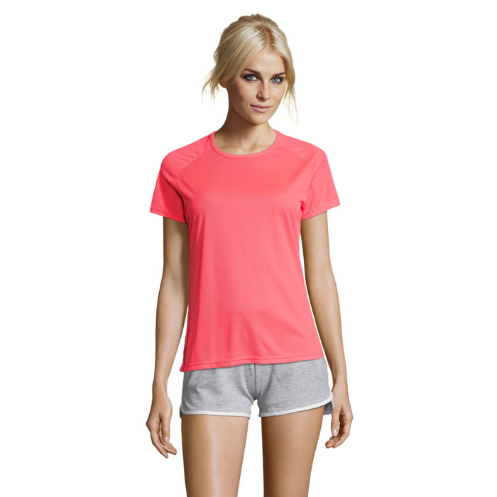 SPORTY WOMEN - SPORTY DAMENT-SHIRT  140g - Neon Coral