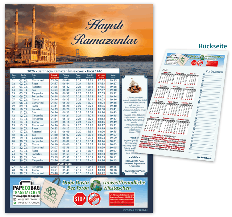Ramadan Kalender - Imsakiye A4 - I-63