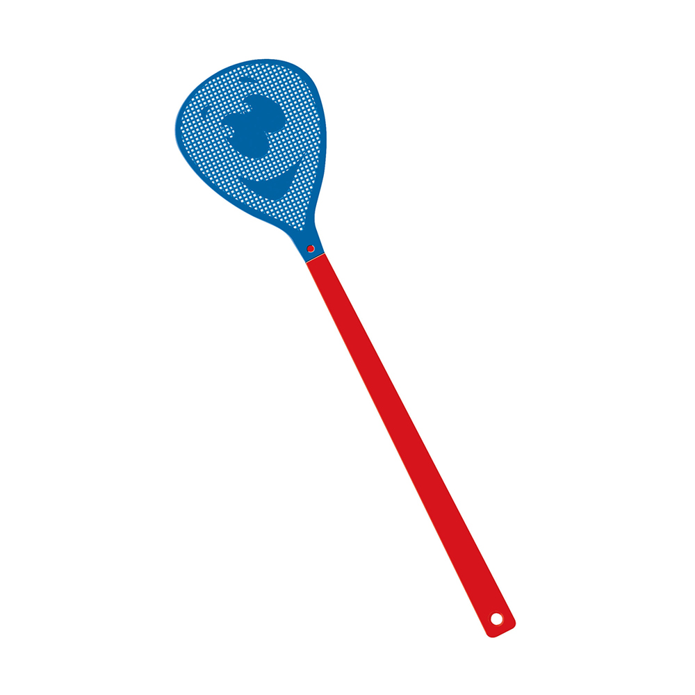 Fliegenklatsche "Gesicht" - rot/blau