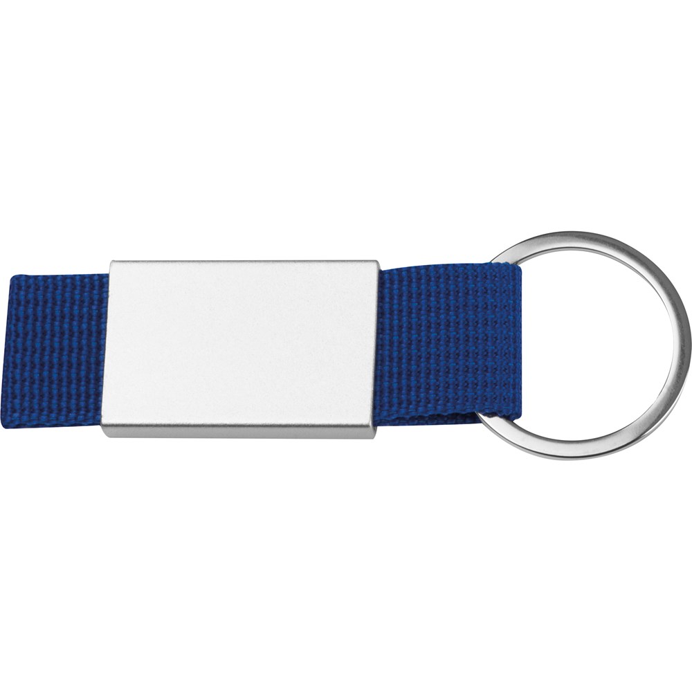 Schlüsselanhänger mit farbigem Stoffbändchen MARC - Blau