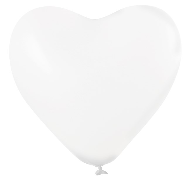 Herzballons ohne Druck Ø 33 cm - Weiss (1100) Pastel