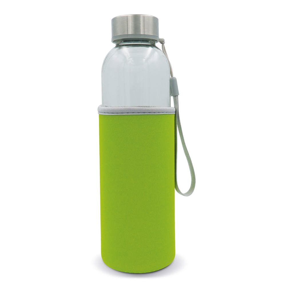 Trinkflasche aus Glas mit Neoprenhülle 500ml - Transparent / Hellgrün