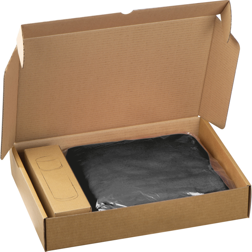 Set XL Fleecedecke + Thermoskanne Liverpool - Schwarz