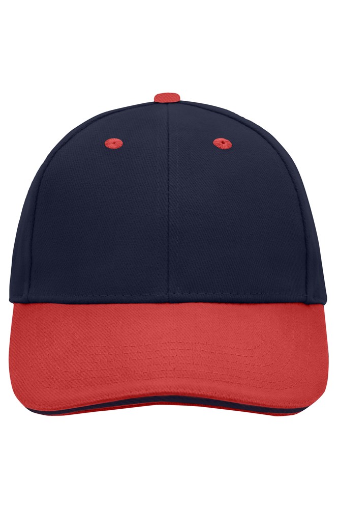 6 Panel Sandwich Cap - Navy/red/navy (ca. Pantone 296C
186C
296C)
