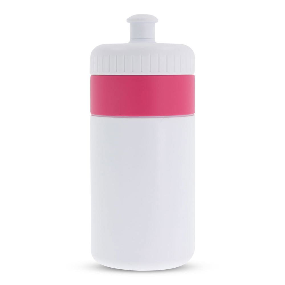 Sportflasche mit Rand 500ml - Weiss / Rosa