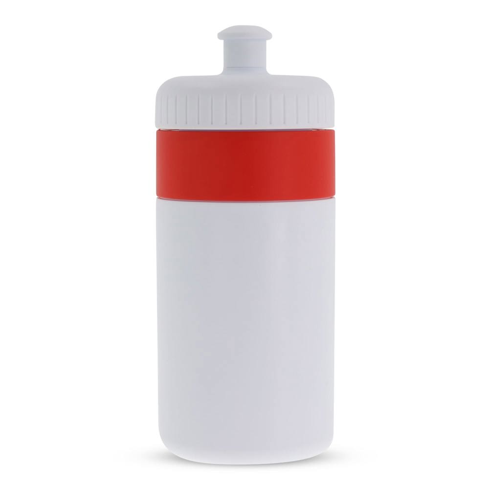 Sportflasche mit Rand 500ml - Weiss / Rot