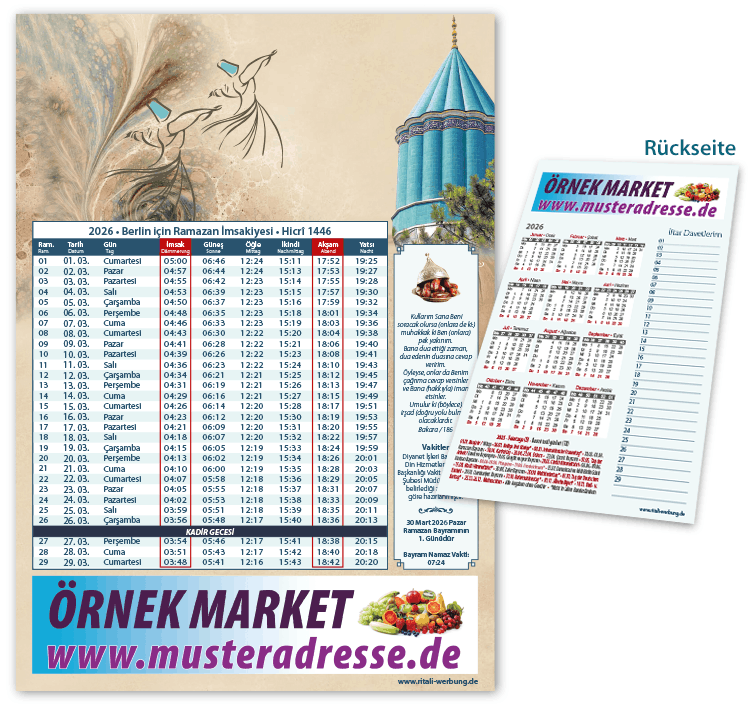Ramadan Kalender - Imsakiye A4 - I-62