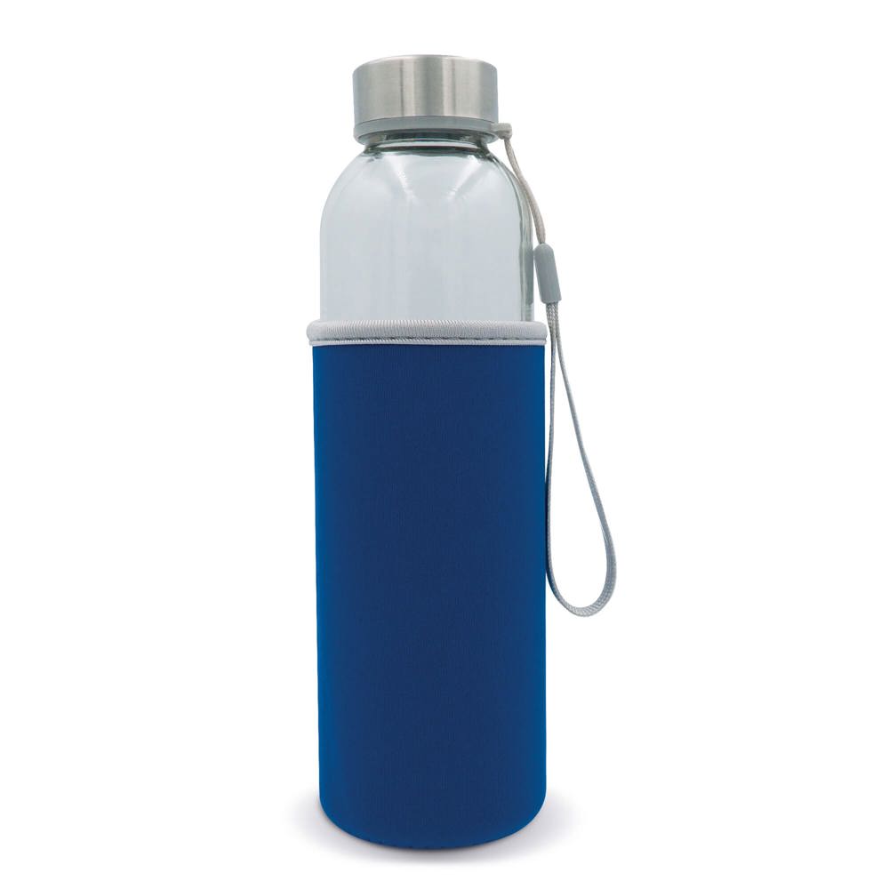 Trinkflasche aus Glas mit Neoprenhülle 500ml - Transparent / Hellblau