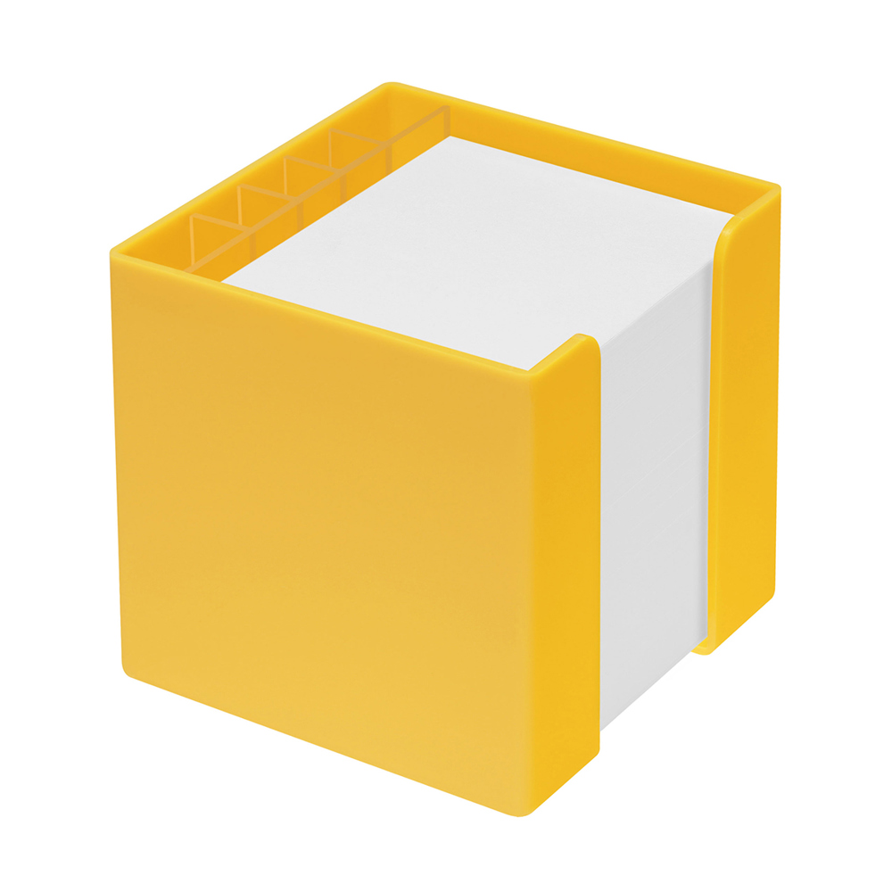 Zettelbox mit Köcher "Alpha" - Gelb