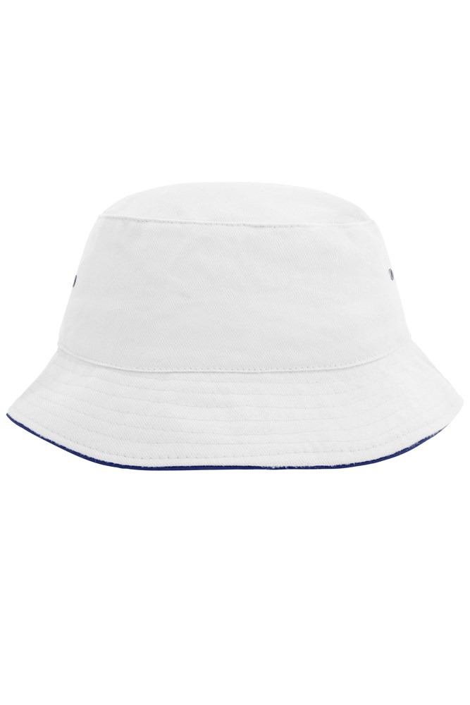 Fisherman Piping Hat - White/navy (ca. Pantone white
296C)