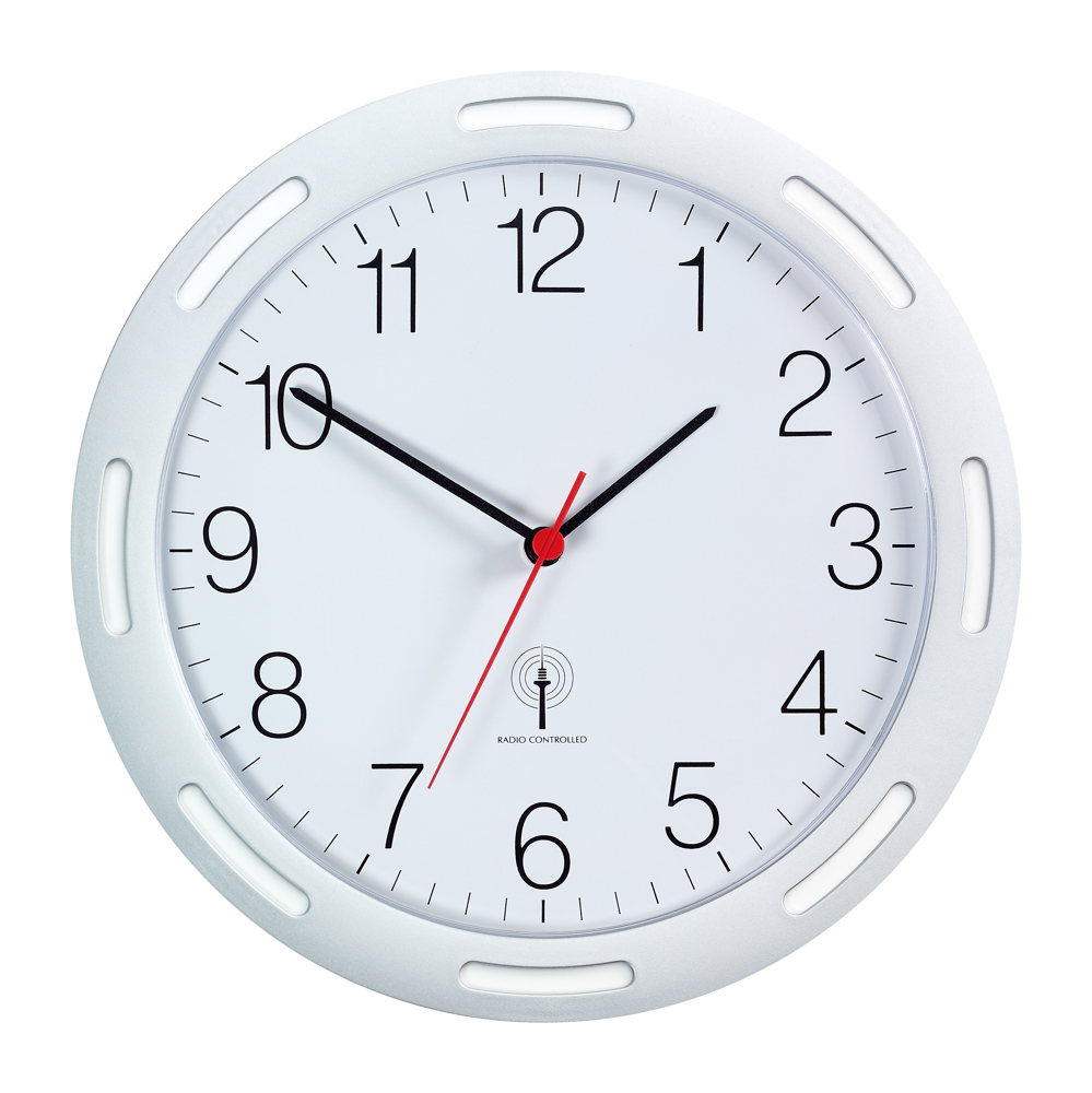 Funk-Wanduhr U-2248 - silber/weiss