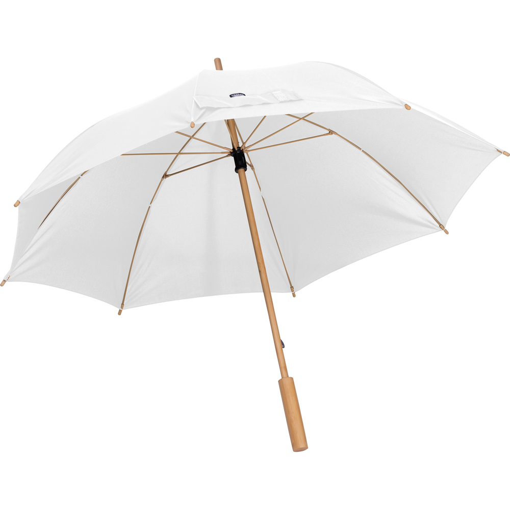 RPET Regenschirm mit Bambusgestänge LETITIA - Weiß