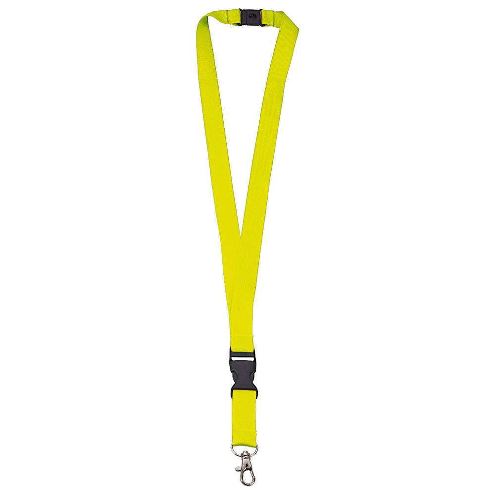 Polyester-Lanyard 20mm mit Schnalle und Haken - Neon Sortiment / Gelb