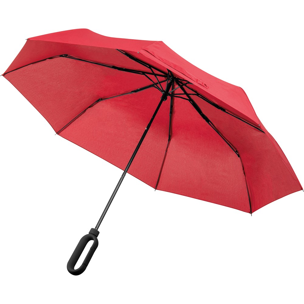 Taschenschirm aus Pongee mit Karabinergriff RENEE - Rot