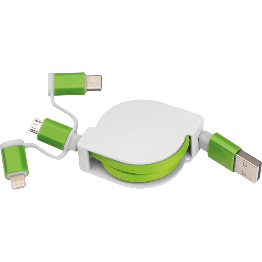 Ausziehbares Ladekabel 3in1 NICO - Grün