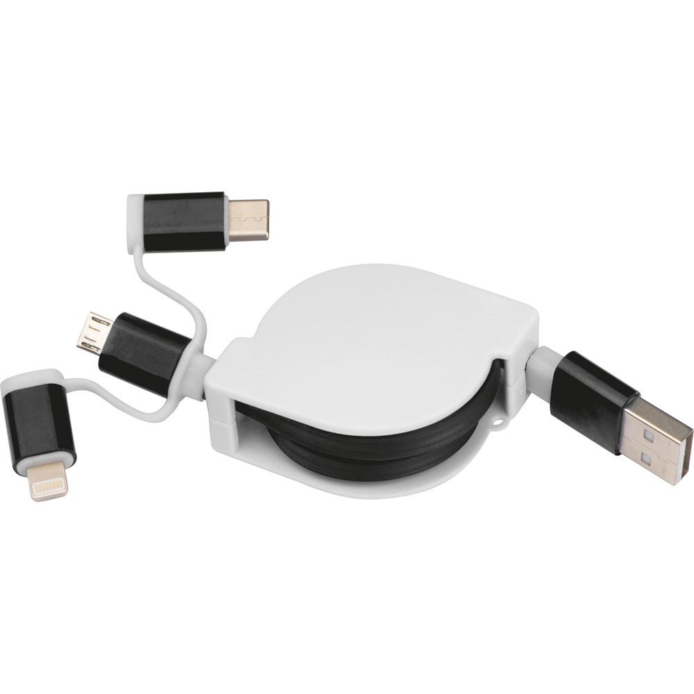 Ausziehbares Ladekabel 3in1 NICO - Schwarz