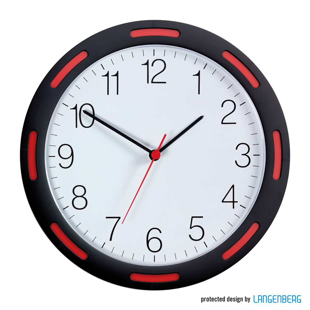 Quarz-Wanduhr U-1248 - Schwarz/Rot