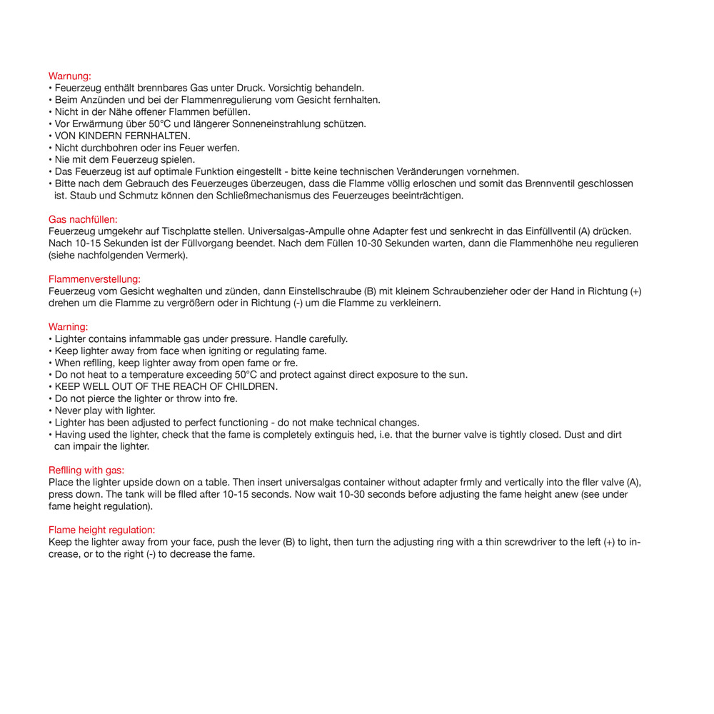 Elektronik Feuerzeug, nachfüllbar ULRIKE