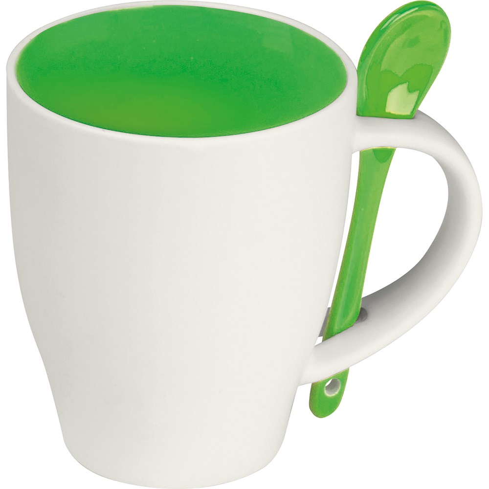 Tasse aus Porzellan mit Löffel, 250ml ARMANDO - Grün