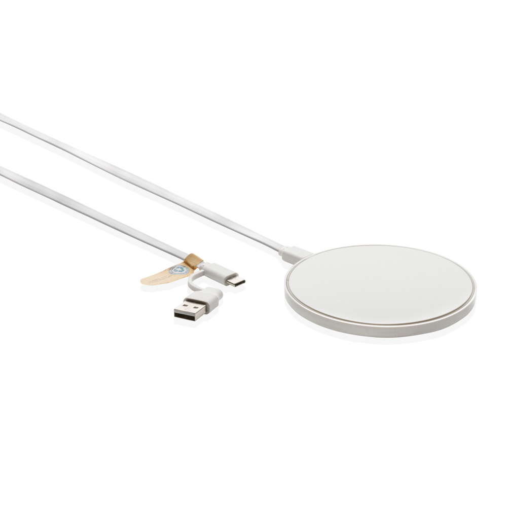 10W Wireless Charger aus RCS Standard recyceltem Kunststoff - weiß (± PMS White)