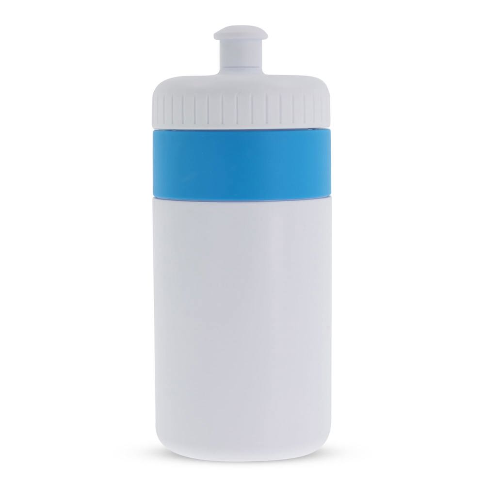 Sportflasche mit Rand 500ml - Weiss / Hellblau