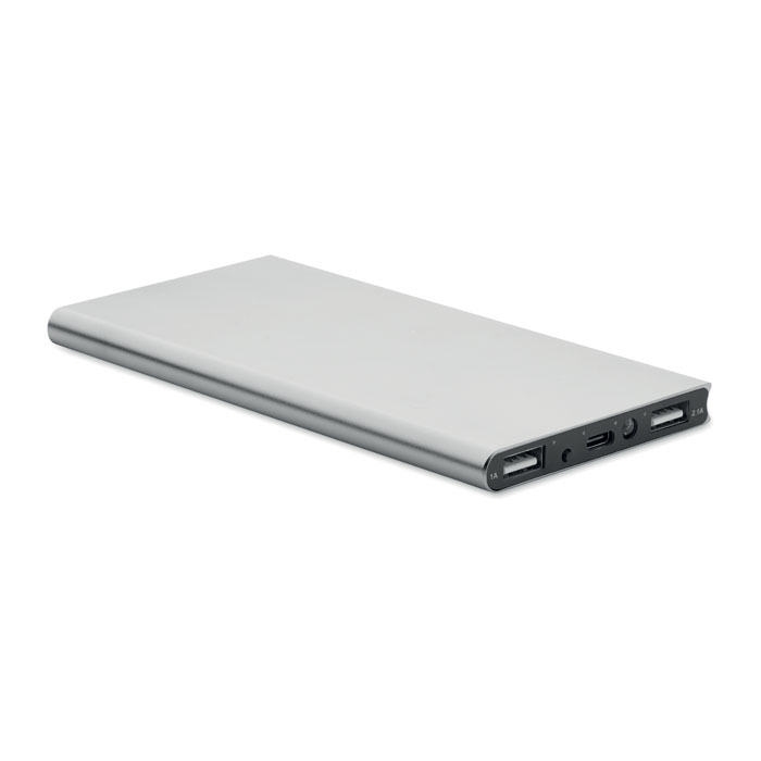 POWERFLAT8C - 8000 mAh Powerbank - Mattsilber