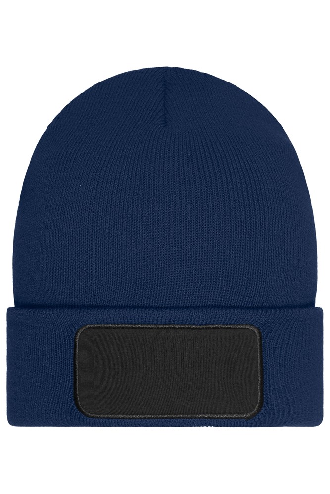 Beanie with Patch (10cm x 5 cm) - Thinsulate - Navy (ca. Pantone 296C)