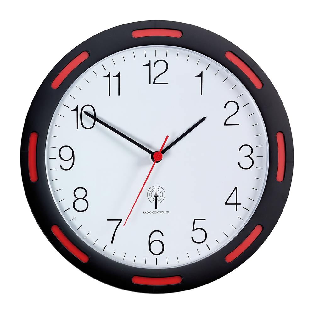 Funk-Wanduhr U-2248 - Schwarz/Rot