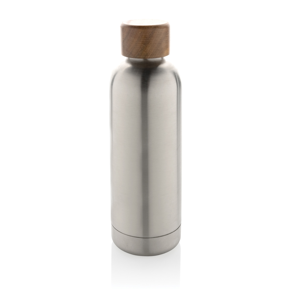 Wood Vakuumflasche aus RCS recyceltem Stainless-Steel - silber (± PMS 428)