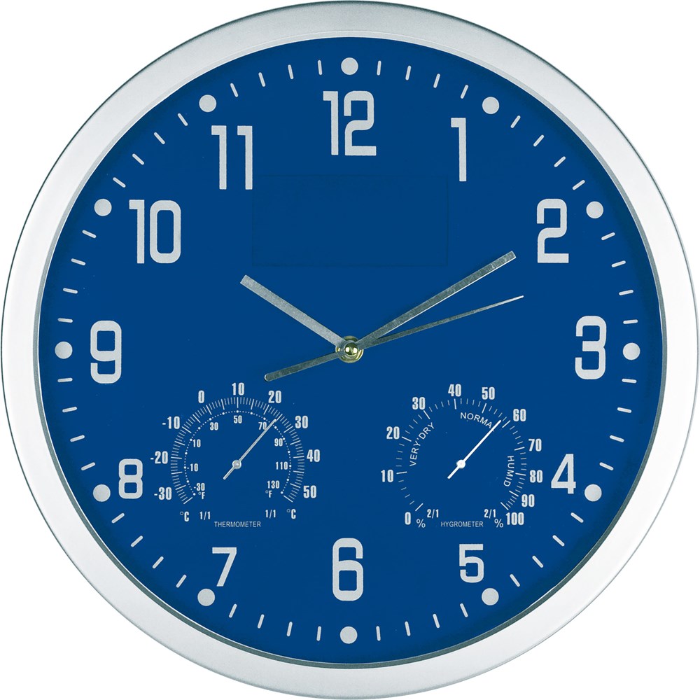 Wanduhr mit Hygro - und Thermometer MALCOLM - Blau