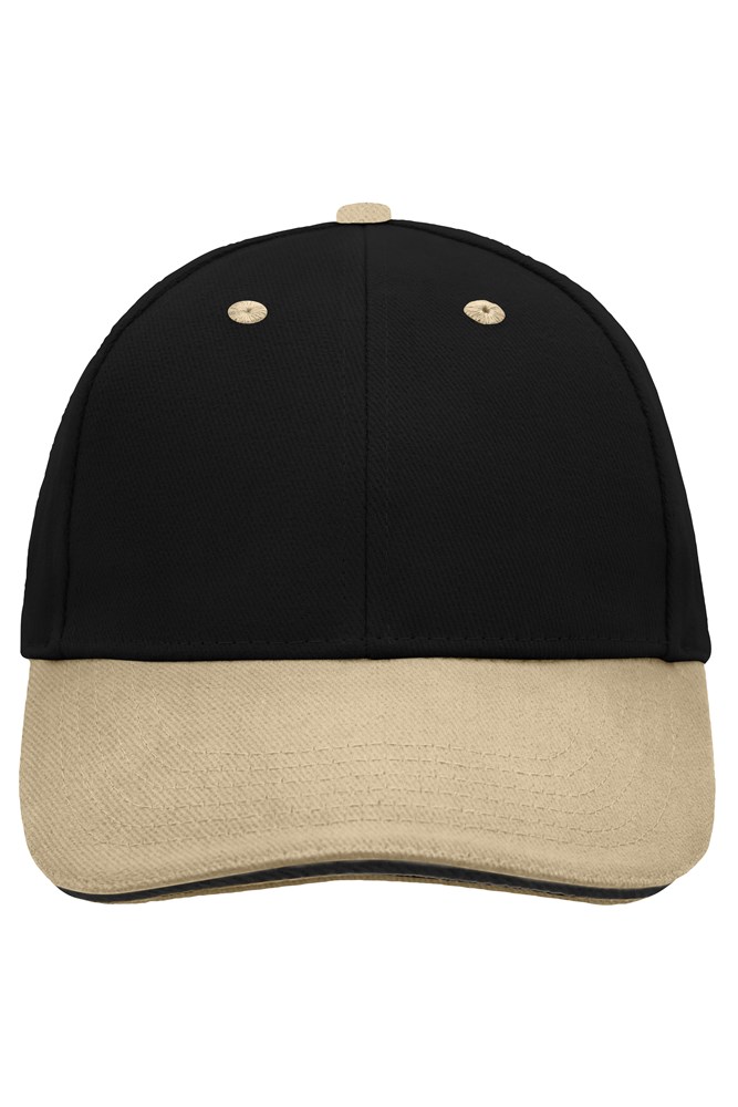 6 Panel Sandwich Cap - Black/beige/black (ca. Pantone blackC
16-10C)