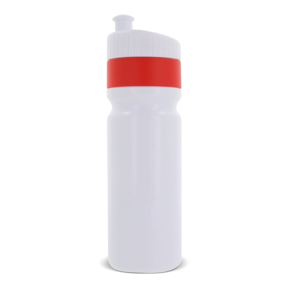Sportflasche mit Rand 750ml - Weiss / Rot