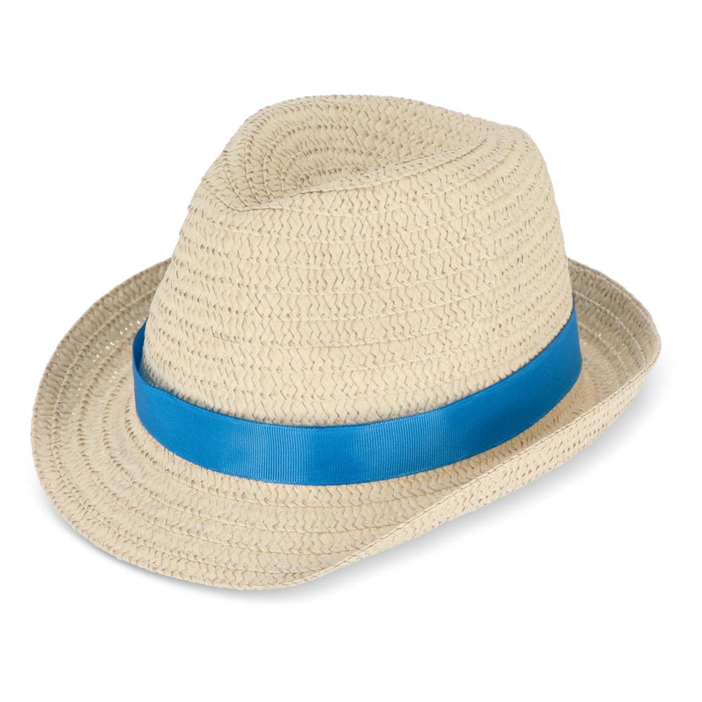 Pflanzlicher Strohhut mit farbigem Band - Blau